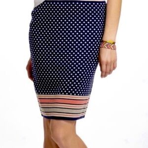 Anthropologie Sparrow Navy Polka Dot Pencil Skirt